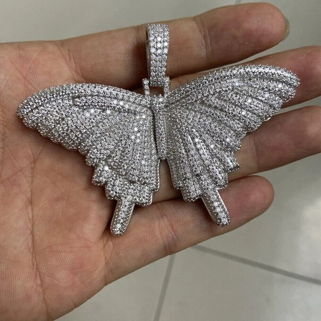 2.40Ct Lab Created Diamond Butterfly Pendant Pendant 14K White Gold Finish