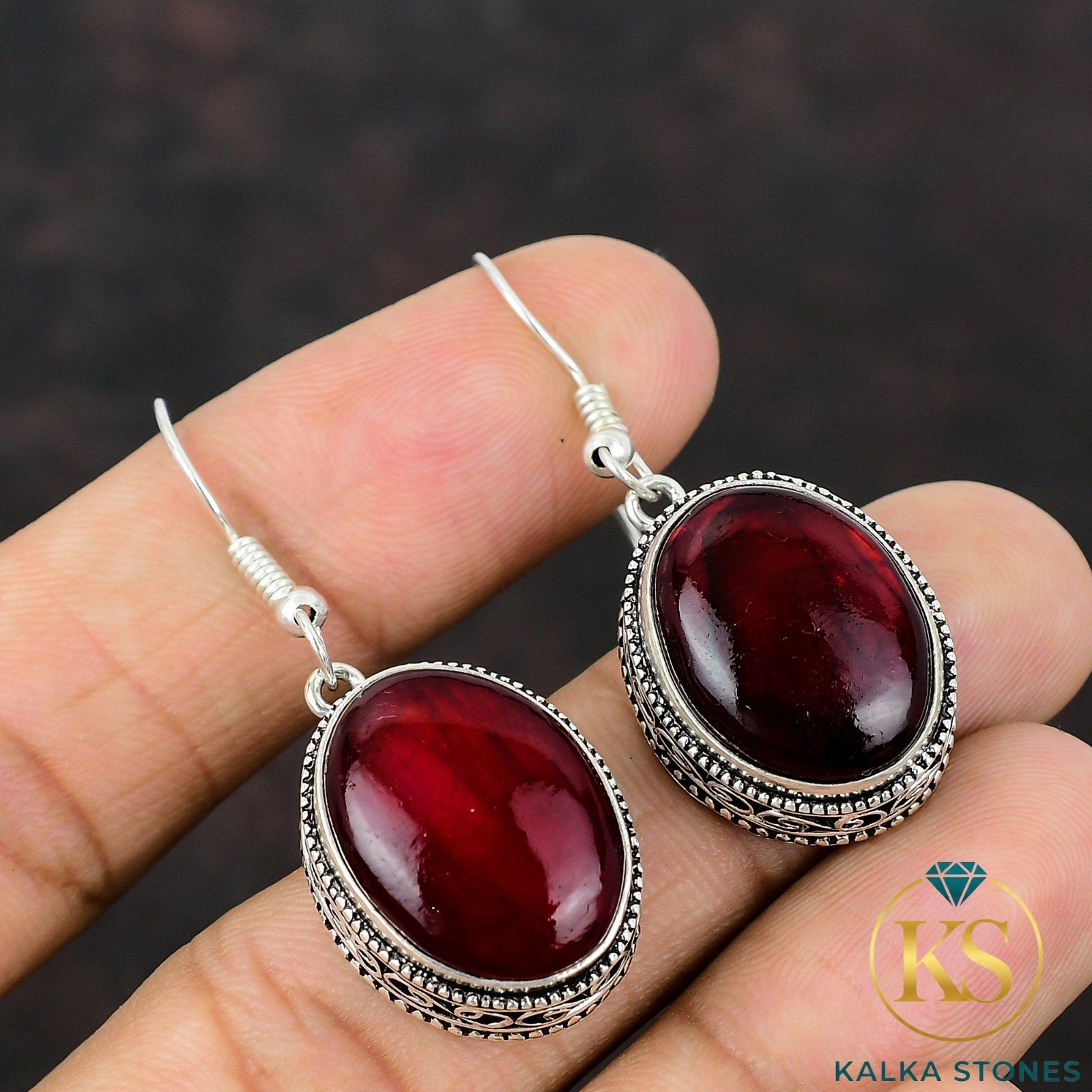 Christmas Deal Natural Red Fire Labradorite New Vintage Drop Earrings 925 Silver