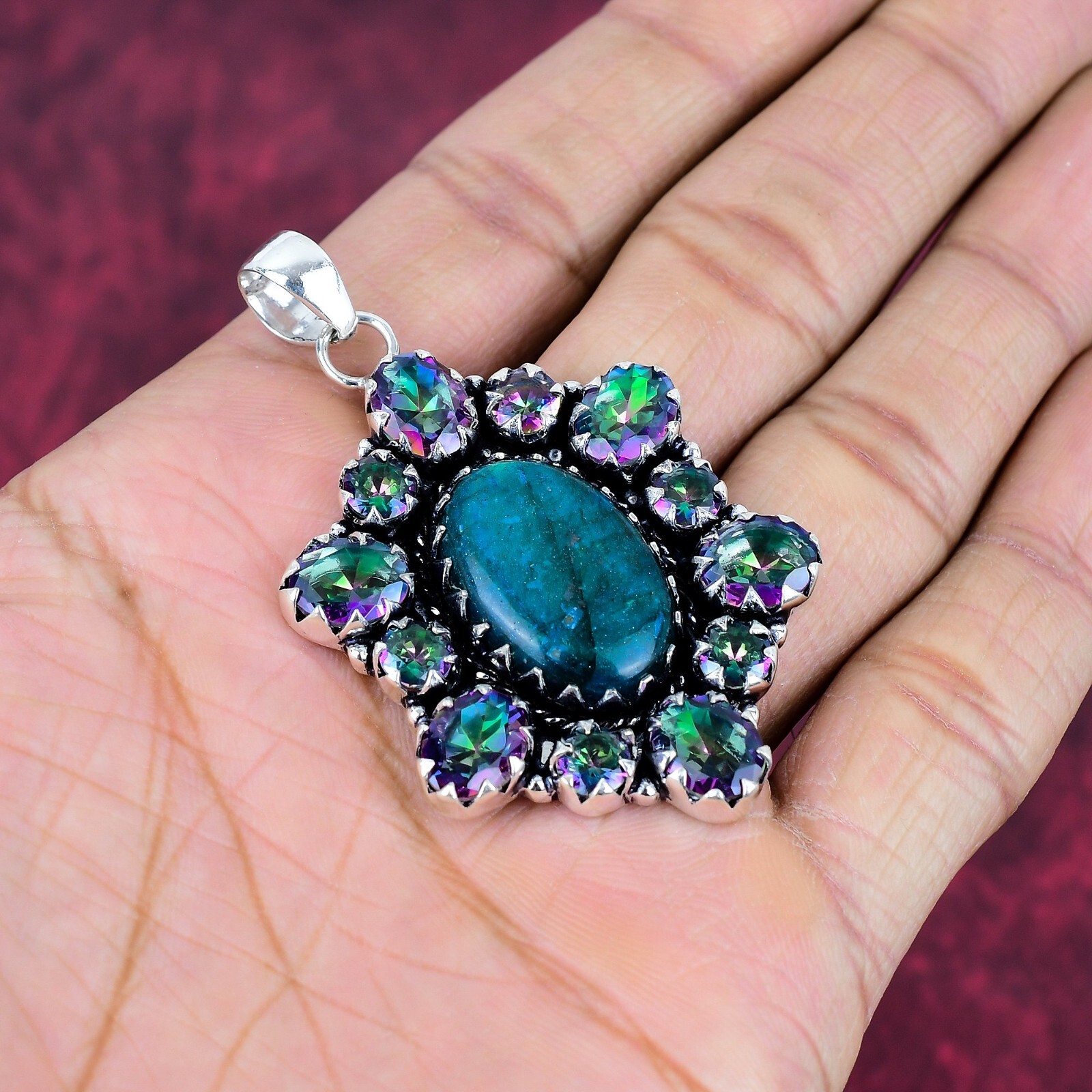 Neon Flash Labradorite Gemstone Handmade 925 Sterling Silver Jewelry Pendant