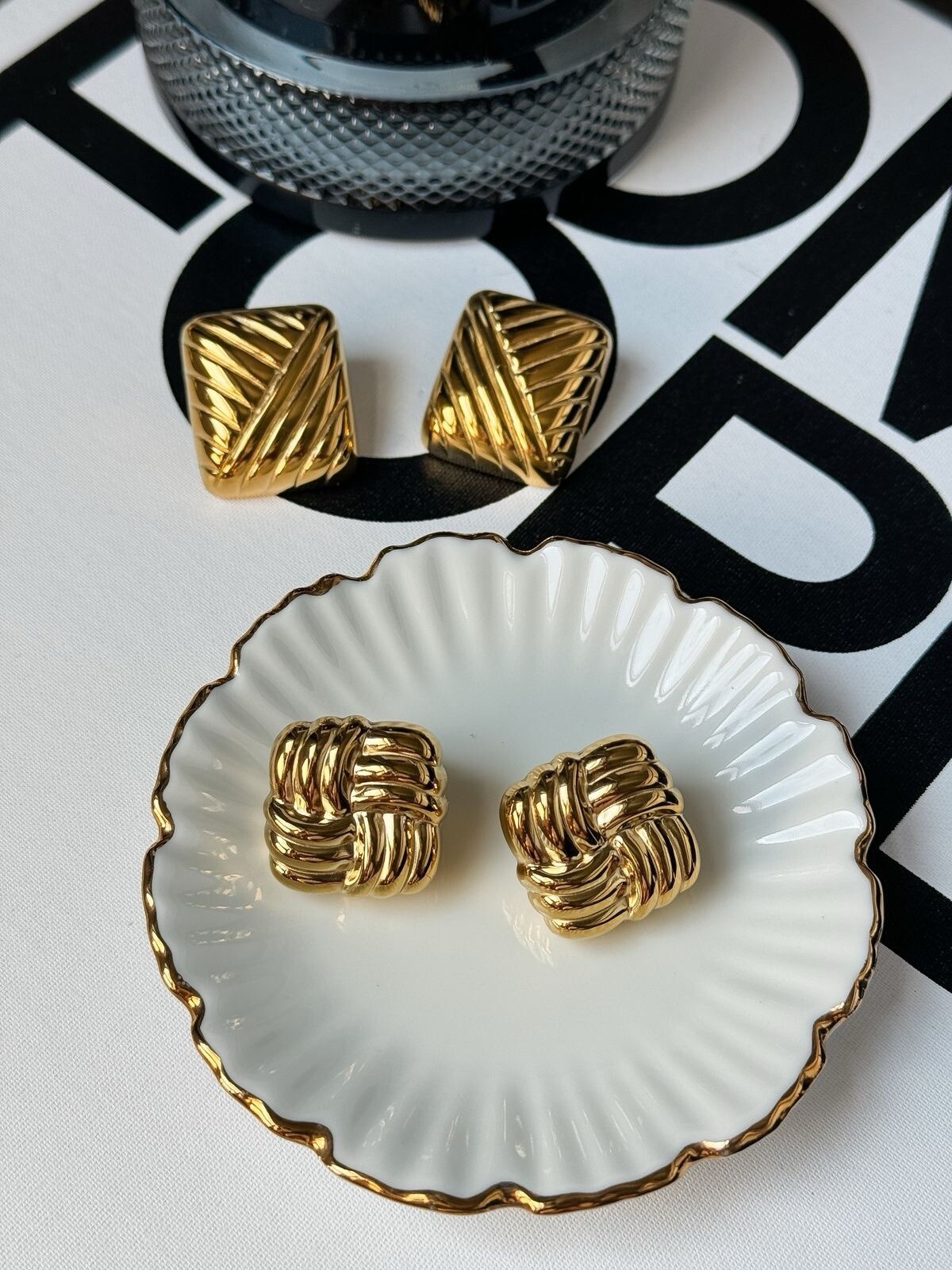 18kt Gold Filled Geometric Stud. Lightweight, Hypoallergenic And Water Resistant