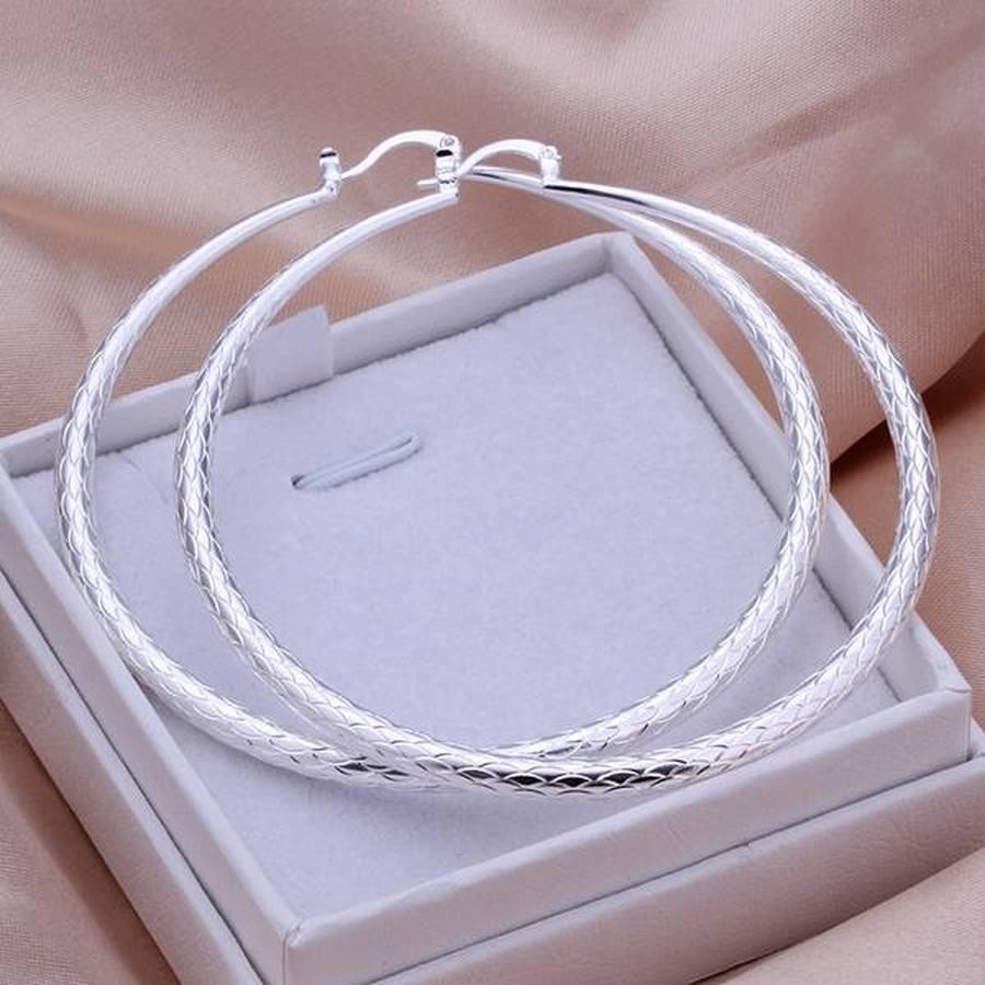 Silver 7cm Round Hook Earrings – Fashion Big Hoop for Women