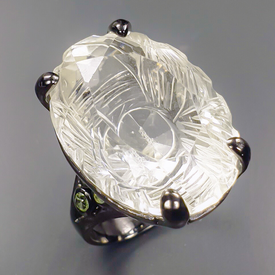 Natural  Not Enhanced Quartz Ring 925 Sterling Silver Size 7.5 /B-R1158