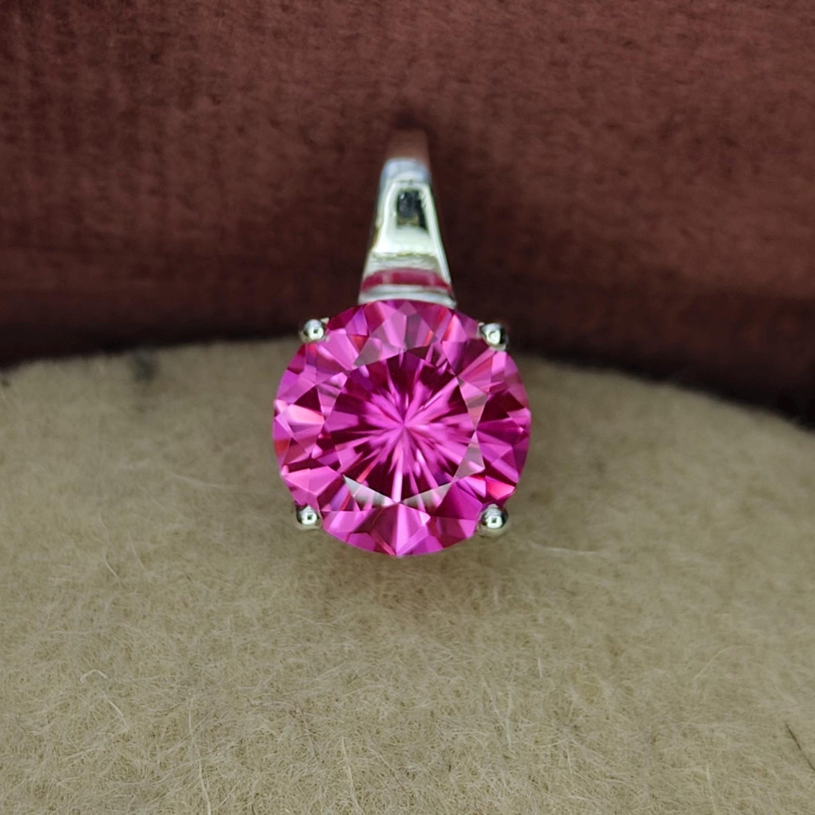14x 14 MM GIE Certified Natural Pink Sapphire 925 Silver Pendant Loose Gemstone