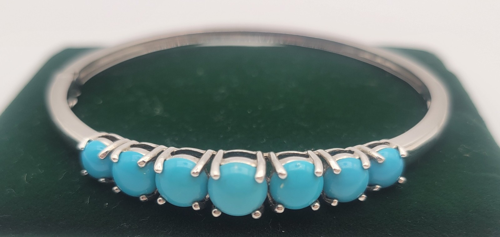 KN Sleeping Beauty TURQUOISE Sterling Silver 925 BANGLE BRACELET 7″ QVC
