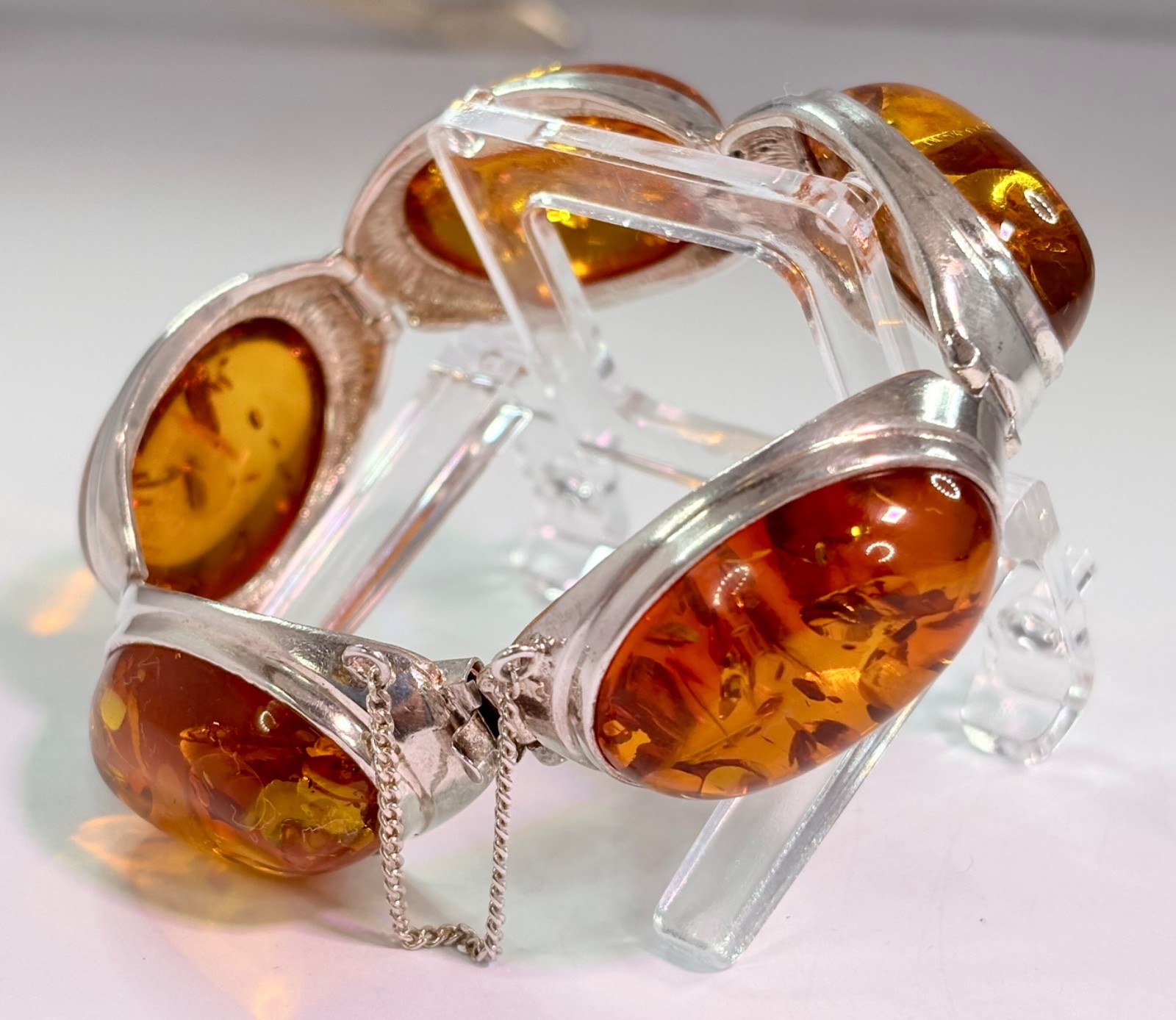 🔶 Excellent VTG Sterling Silver & Natural Amber 5 Piece Matching Set