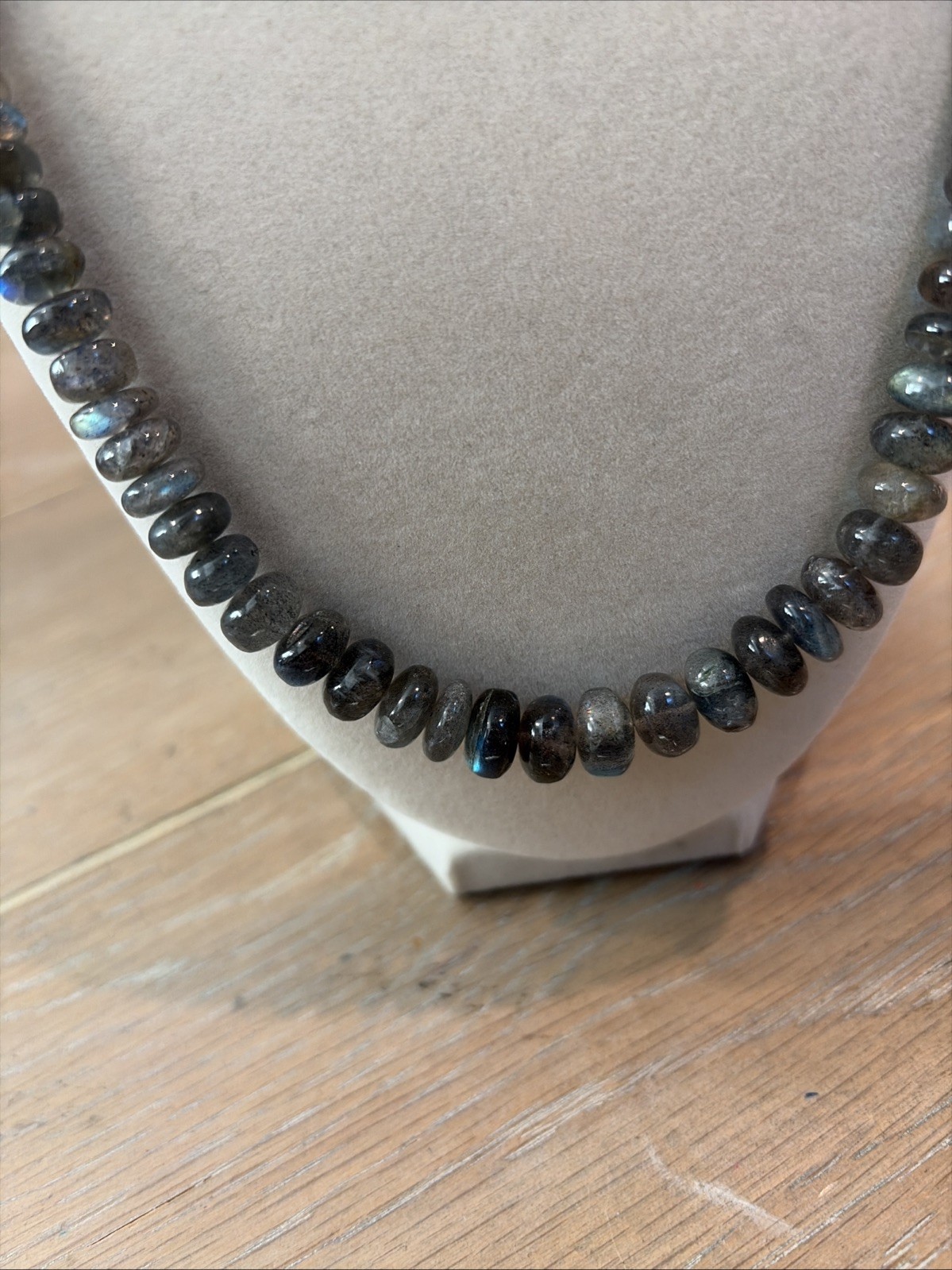 Jay King 20” Graduated Labradorite Rondel Shaped Blue & Gray Bead Necklace