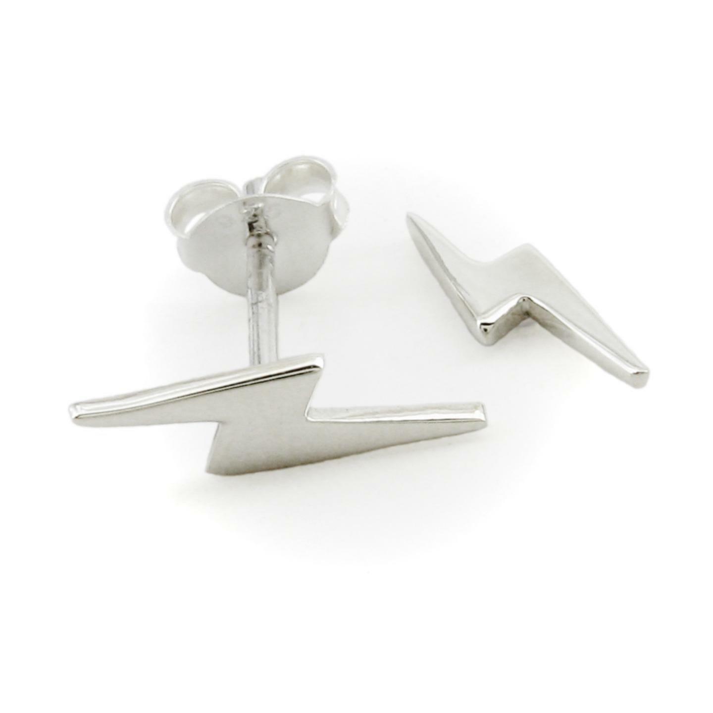 Sterling Silver 12mm Lightning Bolt Post or Stud Earrings – NEW!