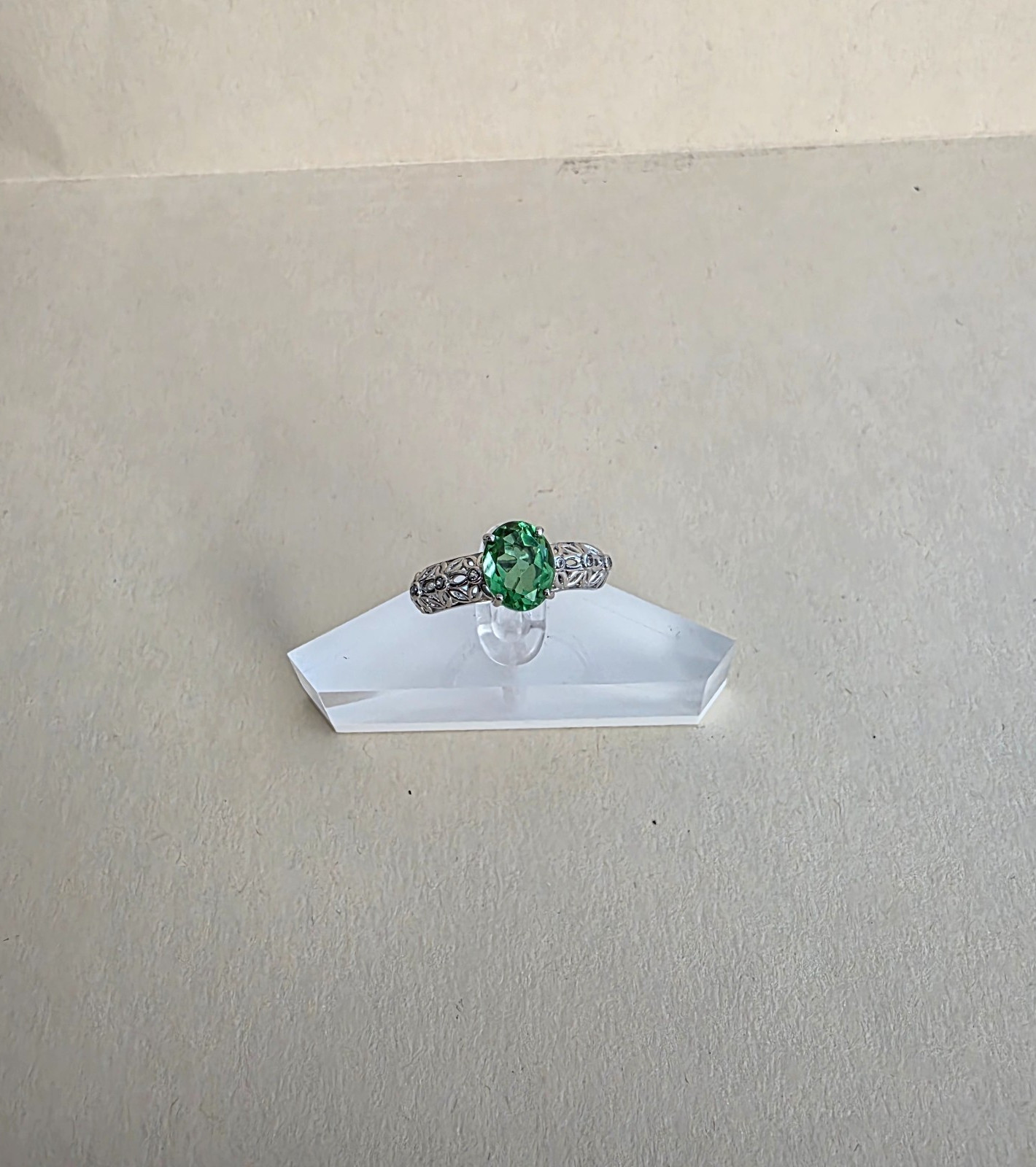 Chartreuse Quartz White Zircon Plat Over Sterling Silver Ring (Size 10) 3.00 Cts