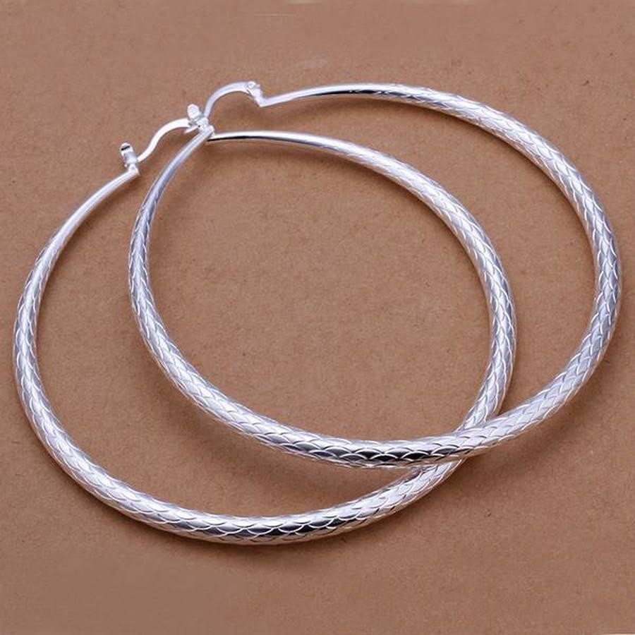 Silver 7cm Round Hook Earrings – Fashion Big Hoop for Women