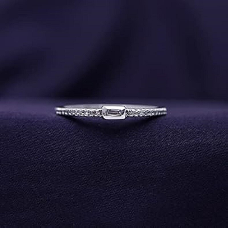 1/10ct Taper & Round Cut Diamond Stackable Band Ring 14k Gold plated Sterling