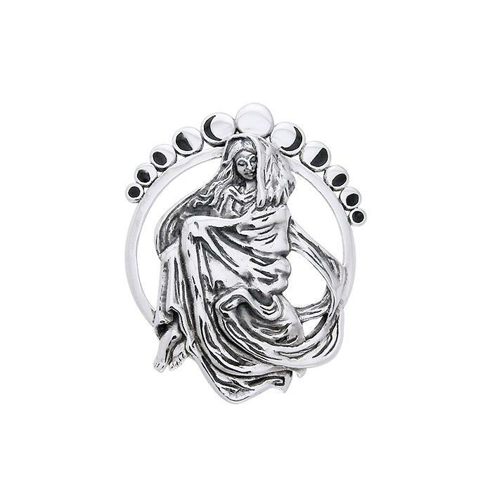 Moon Phase Lunar Eclipse Fairy 925 Sterling Silver Pendant Fine Jewelry