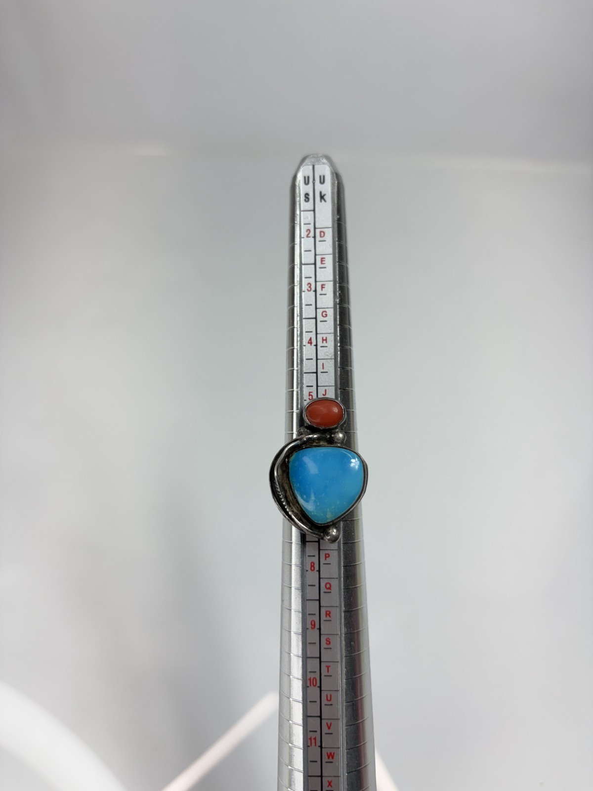 Western Style Silver Tone Ring – Turquoise and Red Stones – Branded HP Size 7