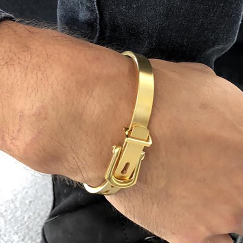 18k Gold Filled 7″ 7.5″ 8″ Womens Mens Oval Opening Buckle Love Bracelet D988