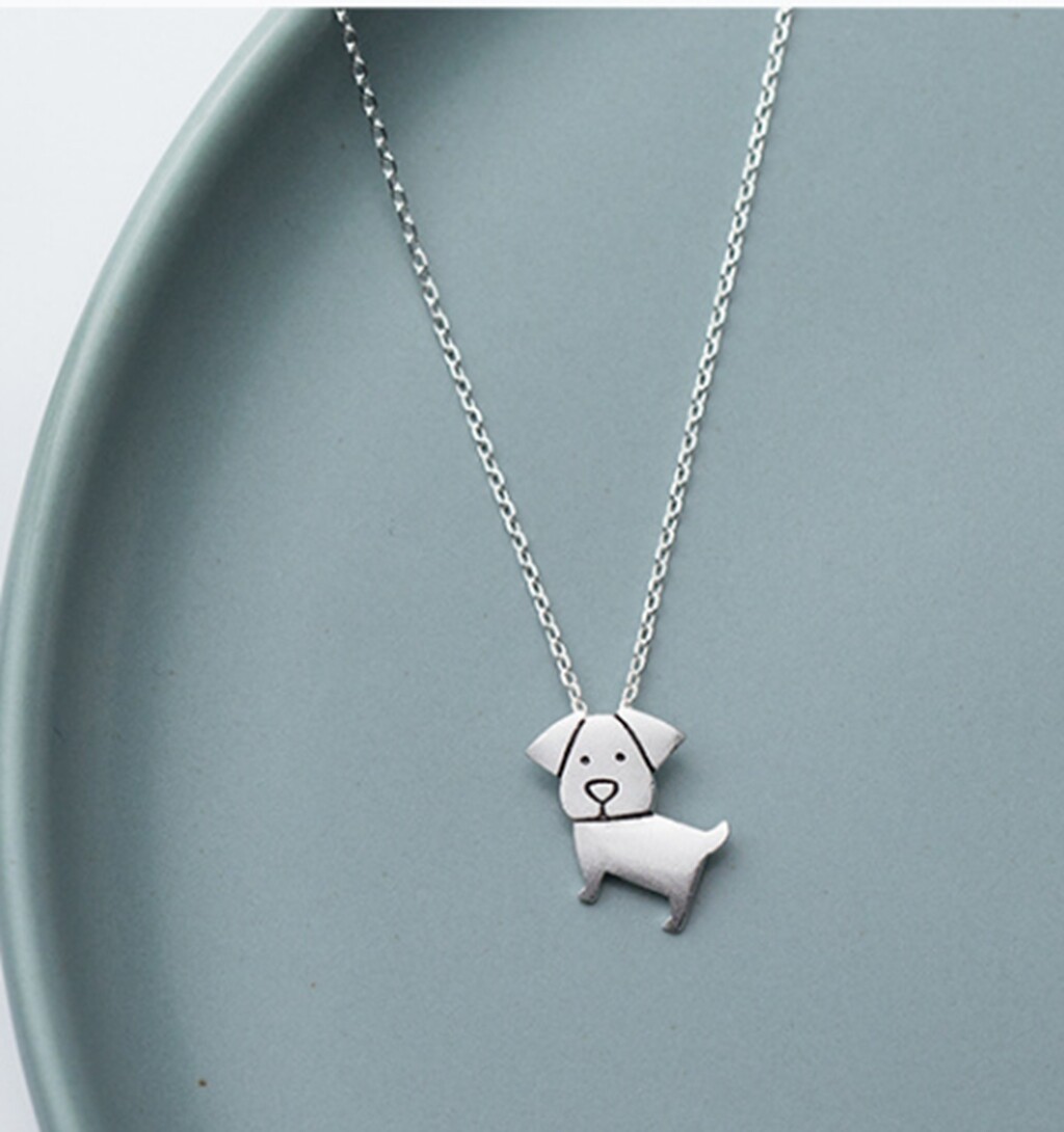 Women / Girl Fashion Jewelry Cute Dog Animal 925 Sterling Silver Necklace 16-17″