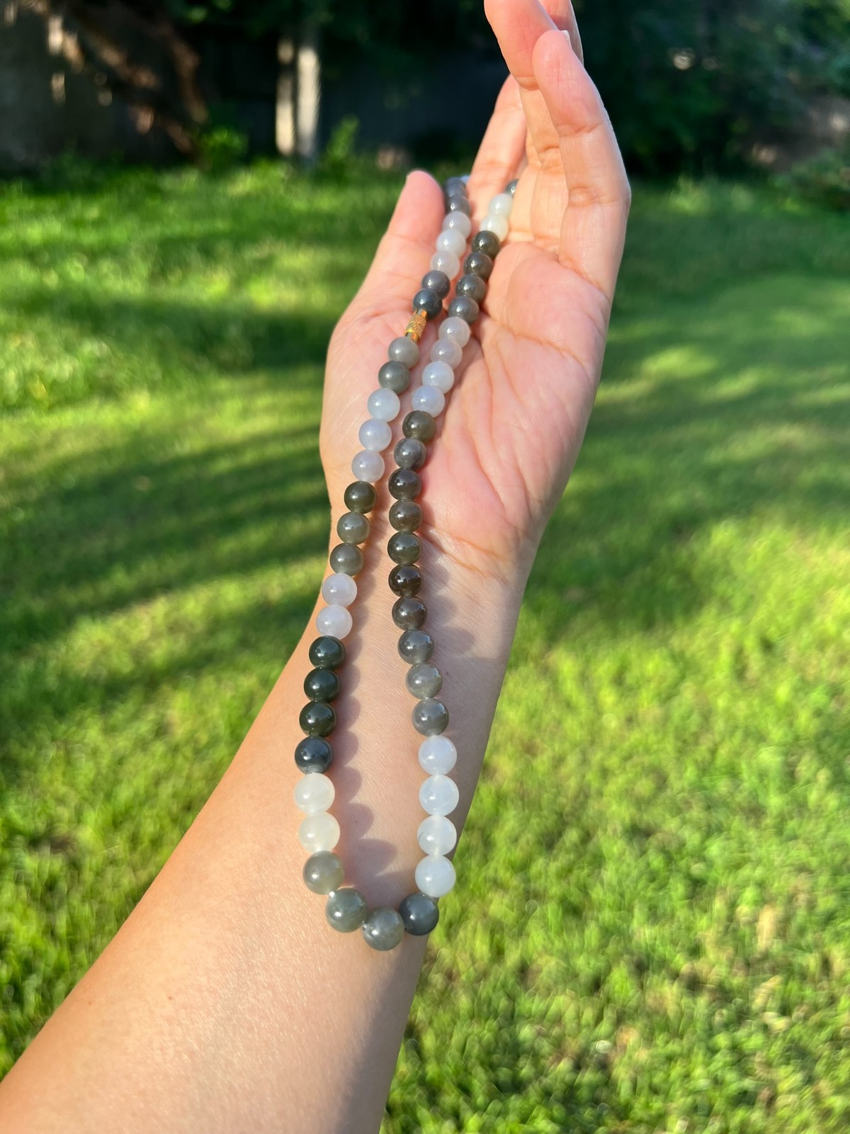 Translucent Nephrite Jade 7.8mm Bead 17″ Necklace H307 1