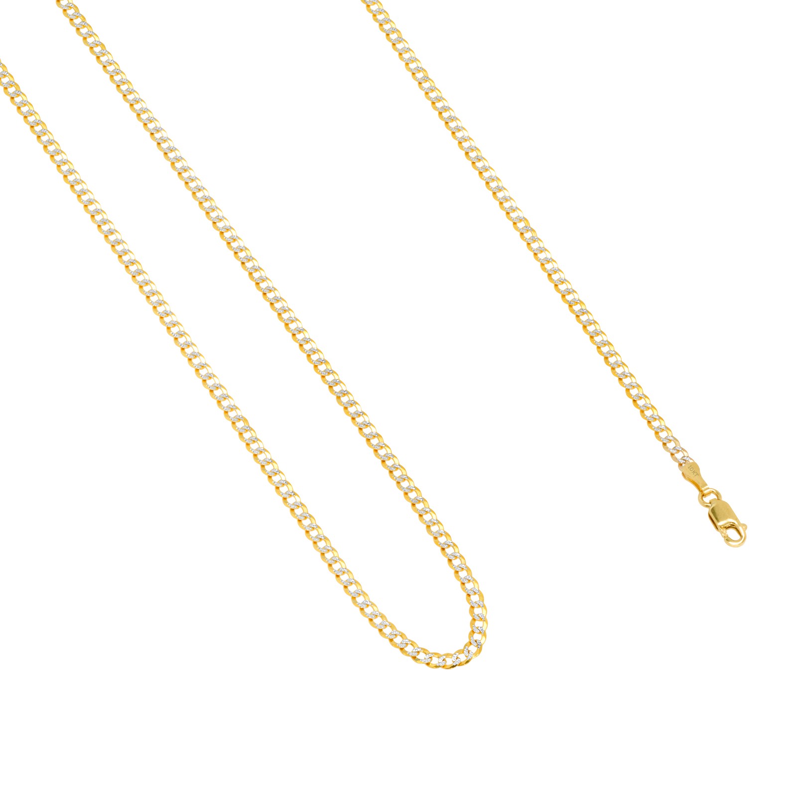10K Yellow Gold Solid 2.5mm Diamond Cut Pave Cuban Chain Bracelet Anklet 7″- 9″