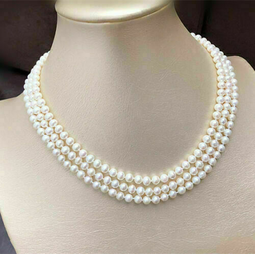 AAAAA New south sea white 7-8mm pearl necklace 17″ 18″ 19″14K gold clasp