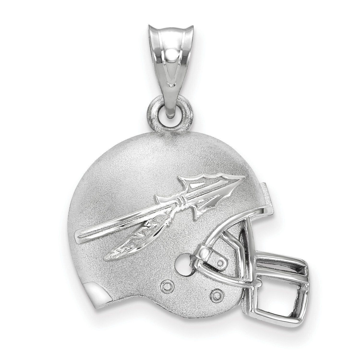 Florida State Seminoles Spear on Football Helmet Pendant in Sterling Silver