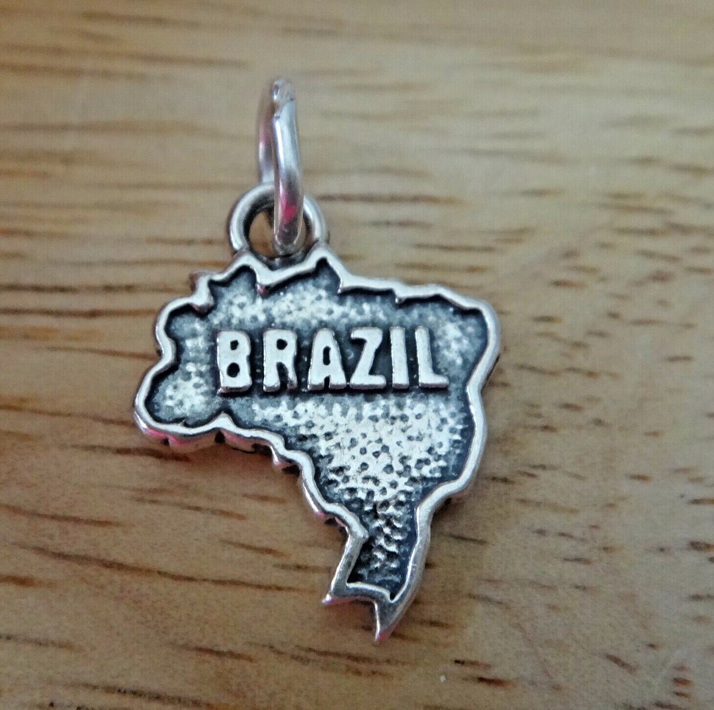 Sterling Silver 19x15mm Shape of Country Brazil Charm