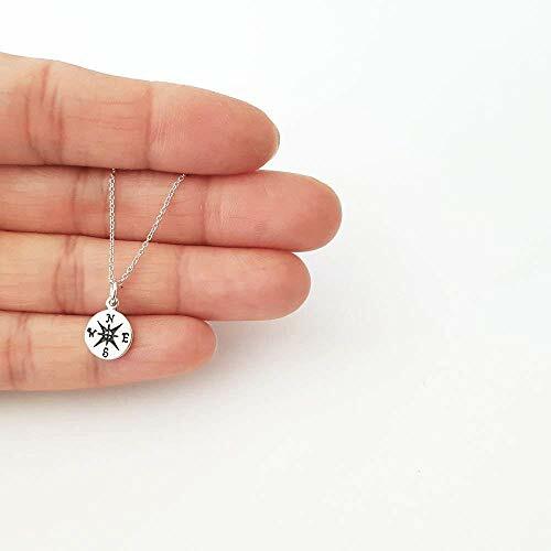 Sterling Silver Small Compass Charm Necklace