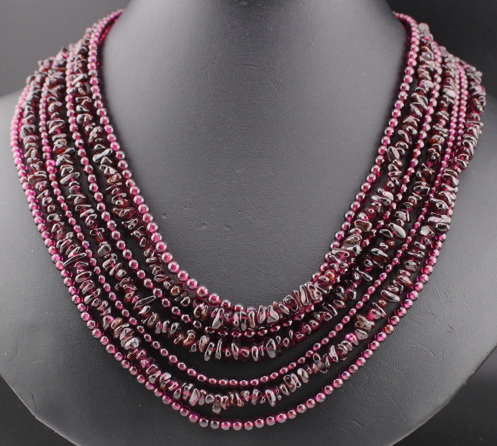Mine Finds by Jay King Dark Wine Garnet Layered Waterfall Sterling Necklace