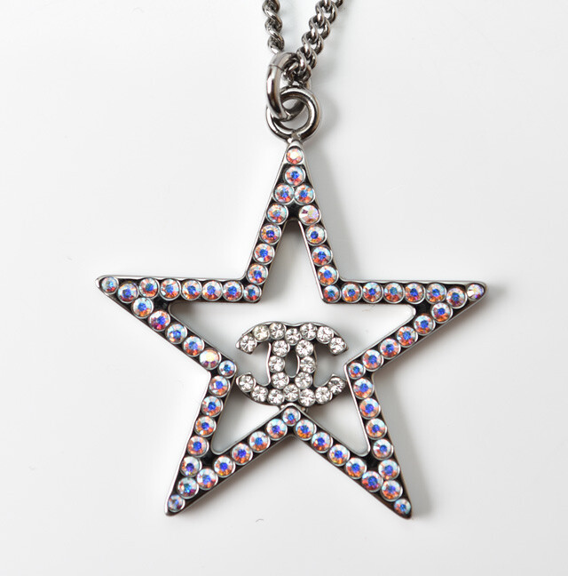 CHANEL Necklace/Pendant CHANEL Star Motif/COCO Mark/CC Chrome Silver/Rhinestone