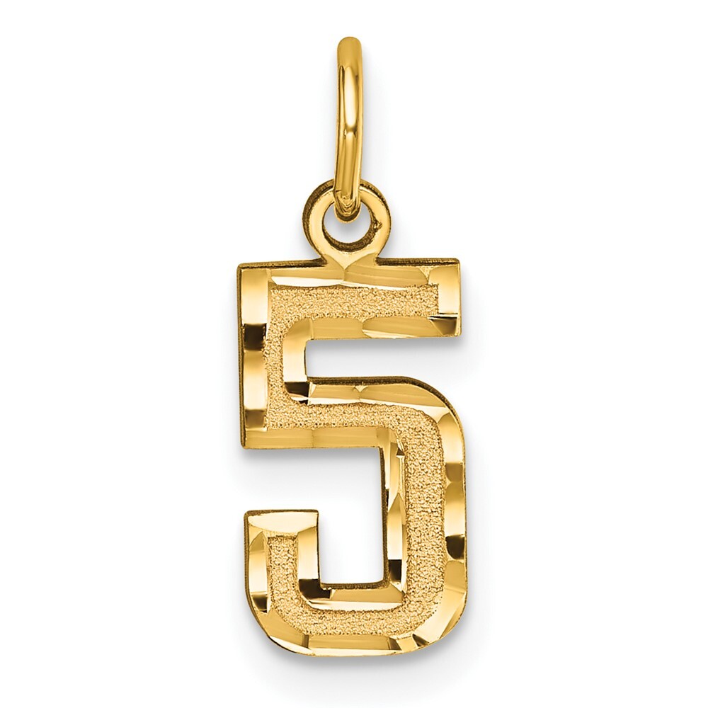10k Yellow Gold Casted Diamond-cut Number 5 Charm Pendant 0.45gm L-20 mm