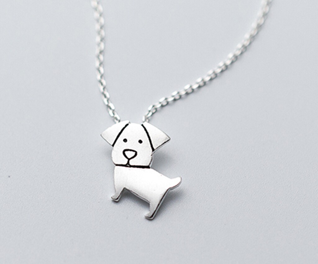 Women / Girl Fashion Jewelry Cute Dog Animal 925 Sterling Silver Necklace 16-17″