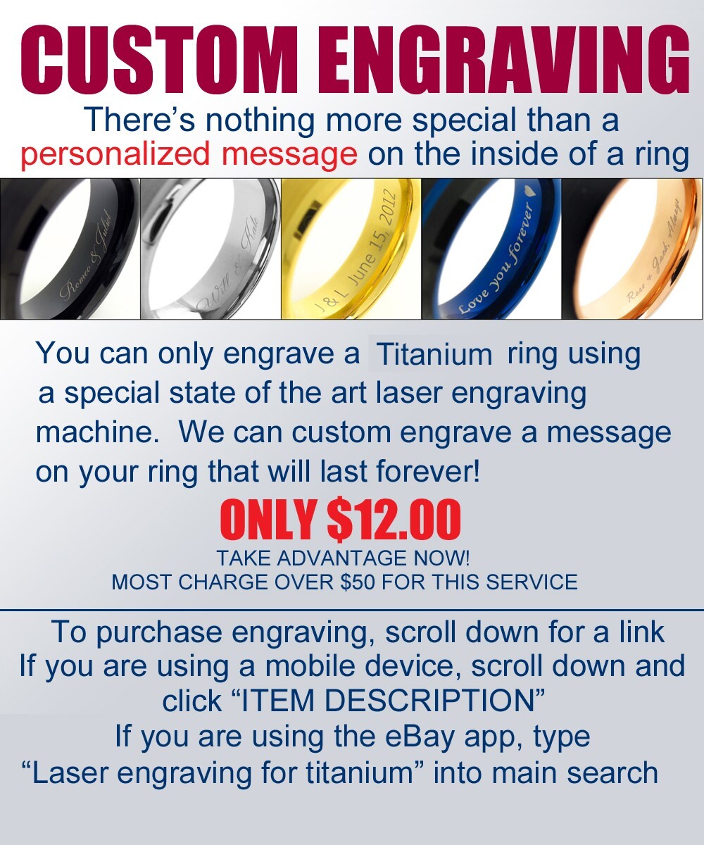 6/8mm Black Titanium Men’s Thin Blue Line Brushed Wedding Band Ring