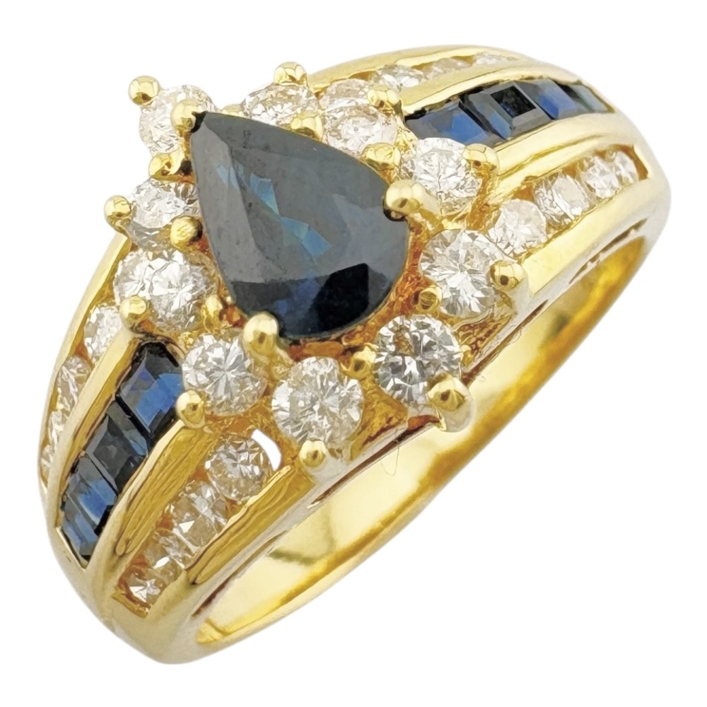 no brand Ring US 4 3/4 EU48 K18 gold sapphire 0.88ct diamond 0.54ct drop used
