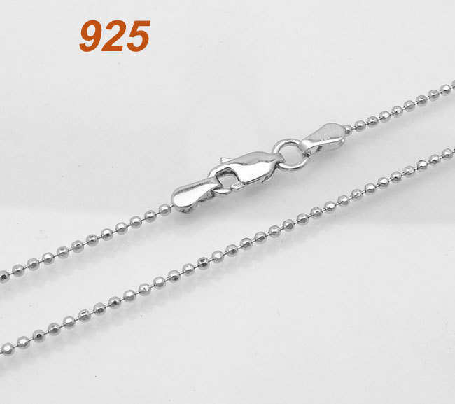 Diamond Cut Bead Ball Chain Necklace Anti-Tarnish Real Sterling Silver 16 18 20″