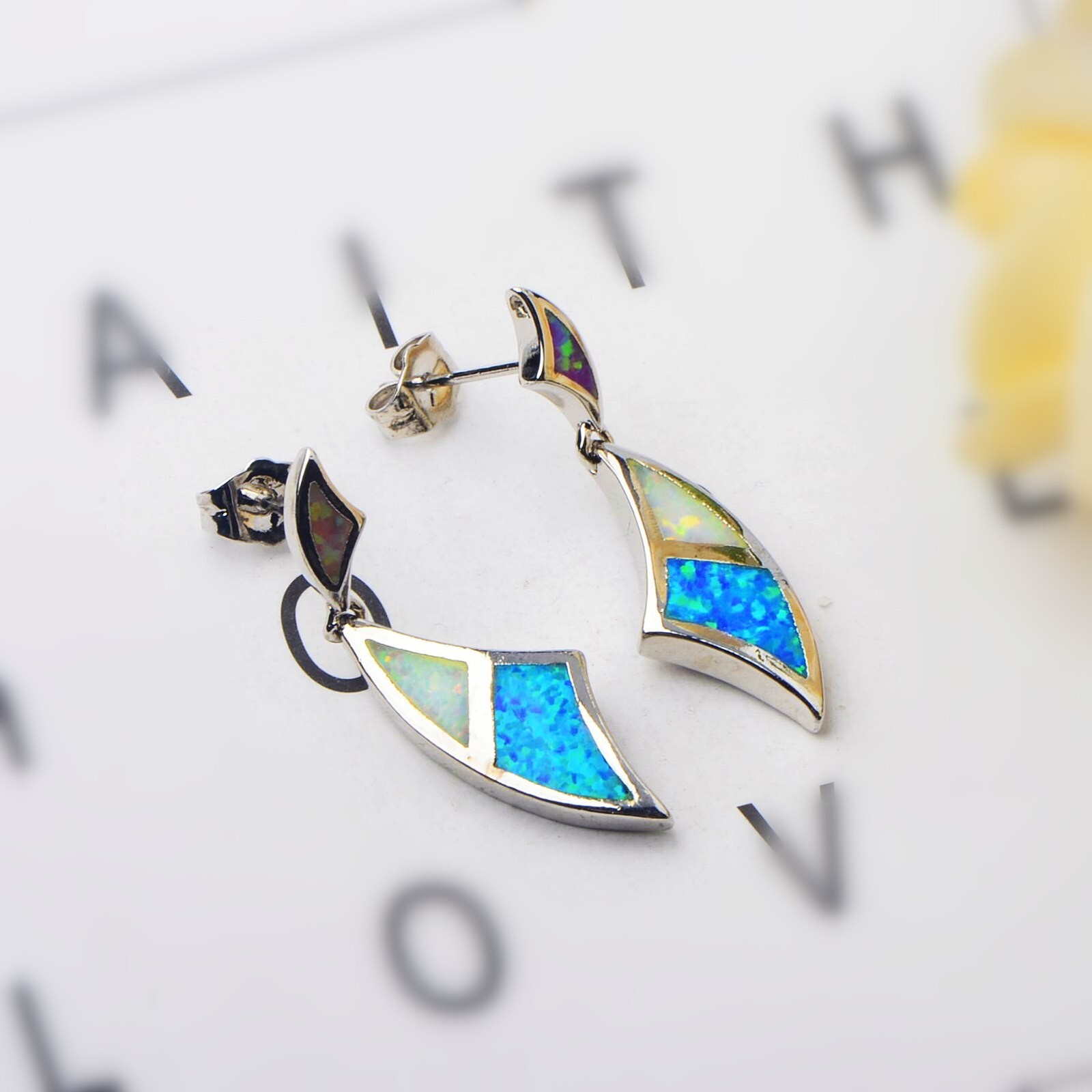 Hawaii Beach Multicolor Fire Opa Moon Earrings Silver Filled For Women Girls