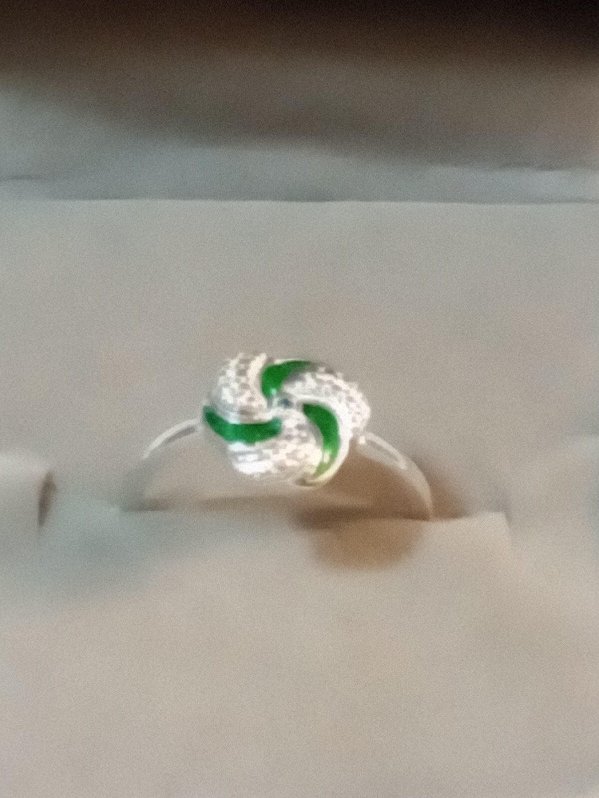 NATURAL NOT ENHANCED GREEN DIAMOND 0.004 CT 925 SOLID SILVER FLOWER RING SIZE 5