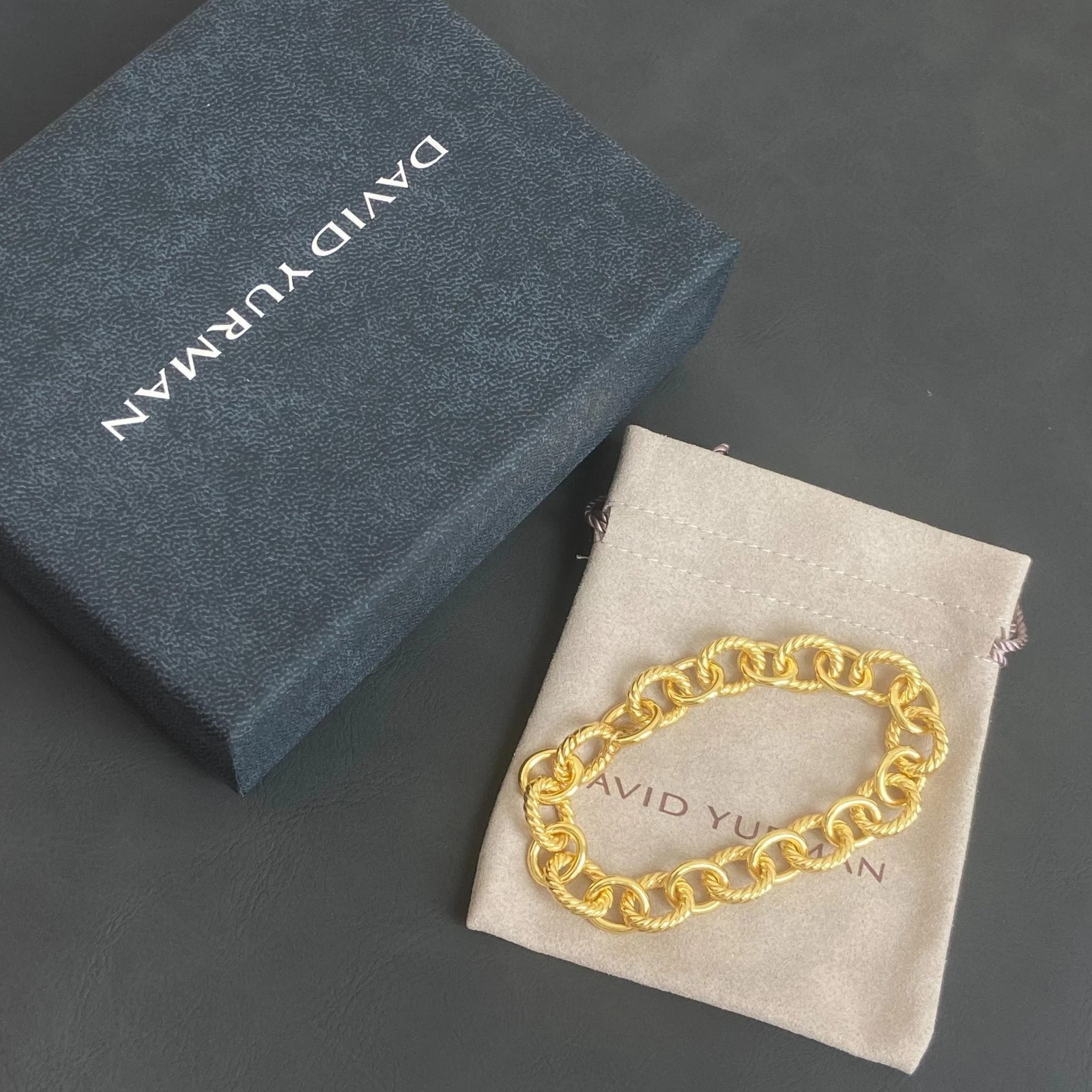 David Yurman 18K GOLD 12mm Oval Link Bracelet 8 Inch