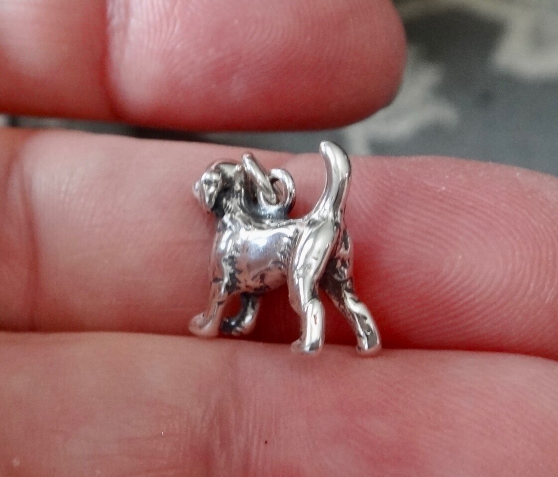 Sterling Silver 3D 14x14mm solid 3 gram Beagle Lab puppy Dog Charm