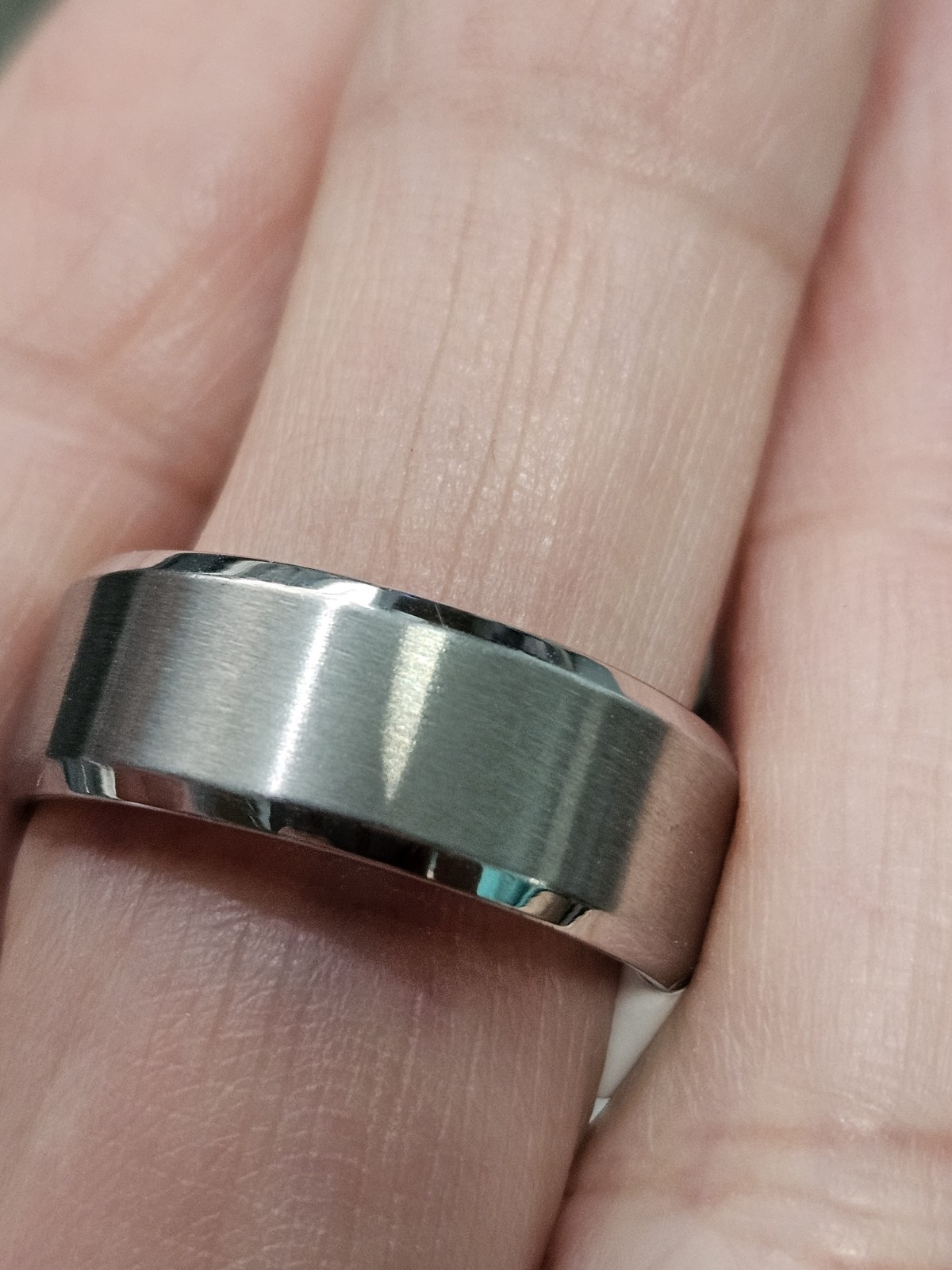 Titanium Polished & Brushed Band Ring Sz 9 6.9g Possible Wedding Ring