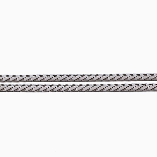 Pt850 Solid Platinum 3.3mm 6-Sided Double Curb Chain Necklace 17.75″ MIJapan