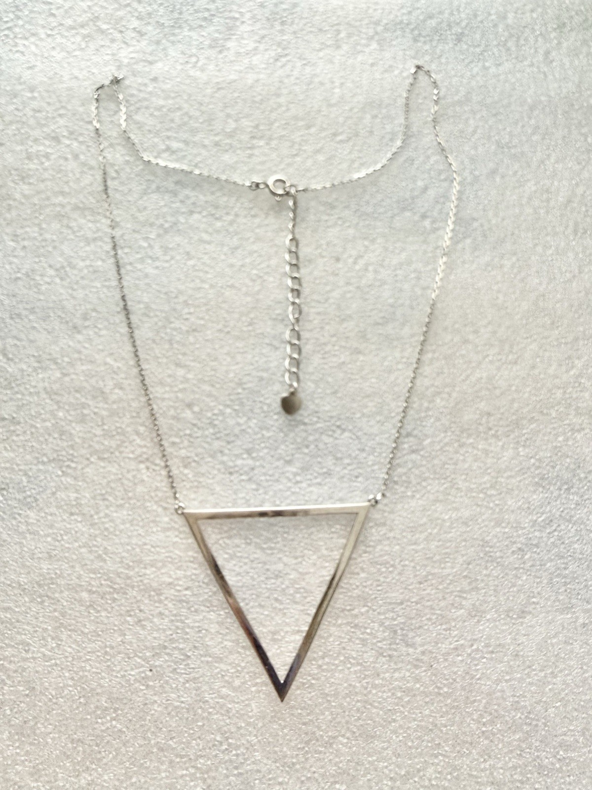 925 Sterling Silver Fixed TRIANGLE Pendant Geometric 16-18” Necklace 3.05 Grams