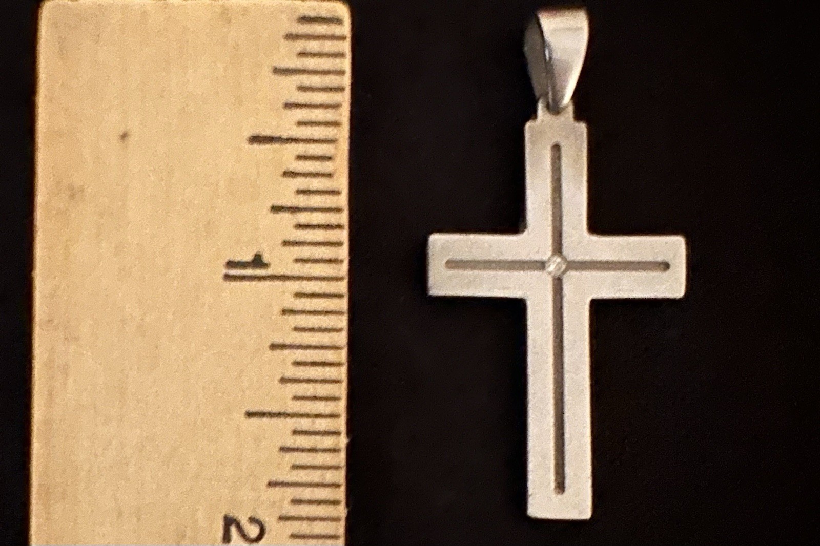 Stainless Steel .03ct Natural Diamond Cross 1″ X 1 1/2″ Pendant