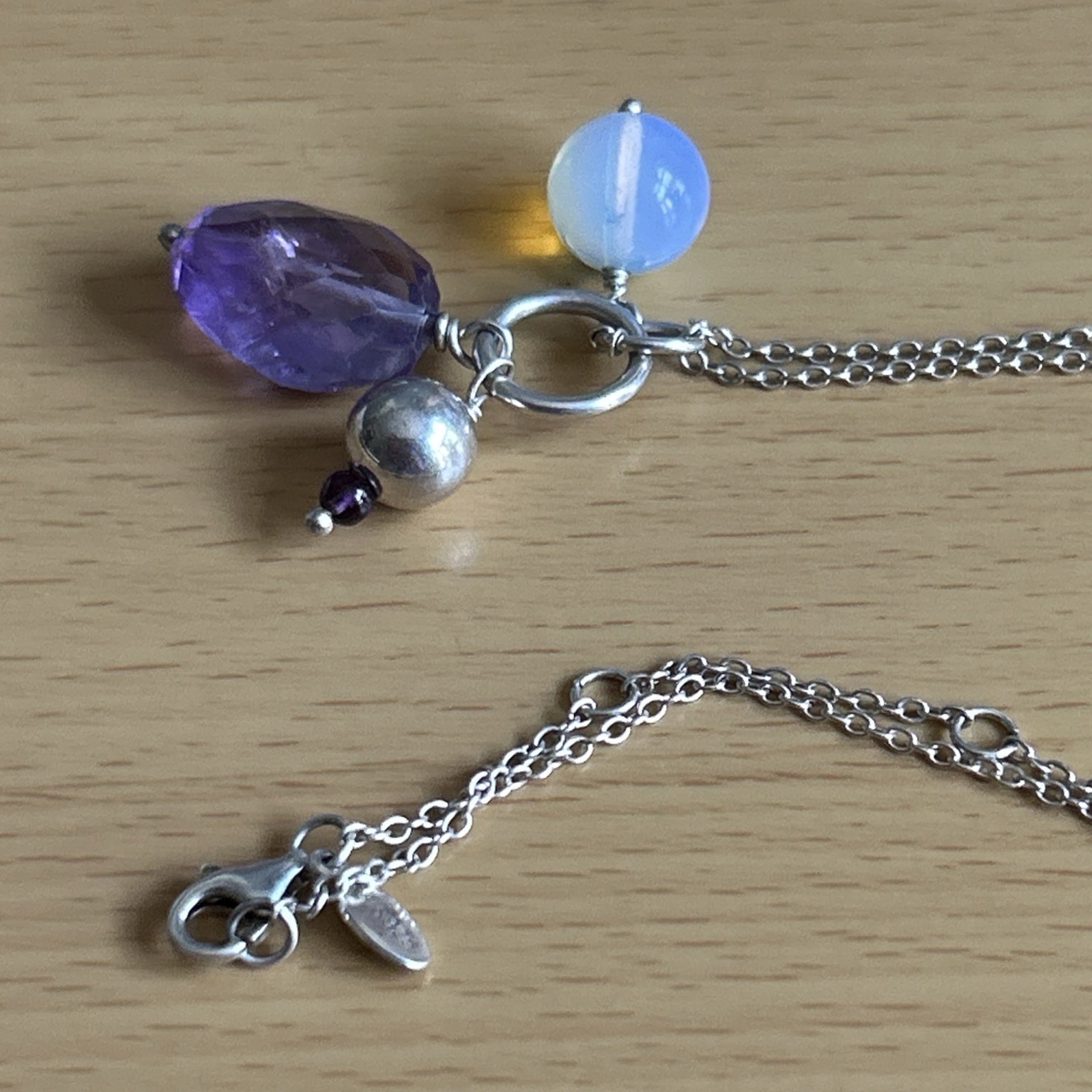 925 Silver Opaque/ Charm Dangle Pendant & 43 Cm Chain/ Soufeel