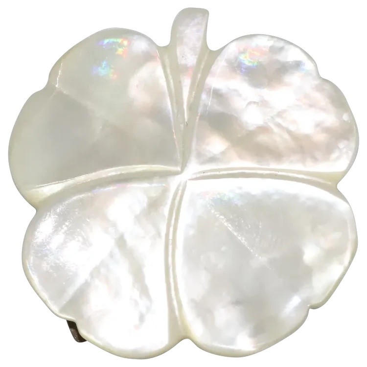 Vintage Mother of Pearl Four Leaf Clover Clip