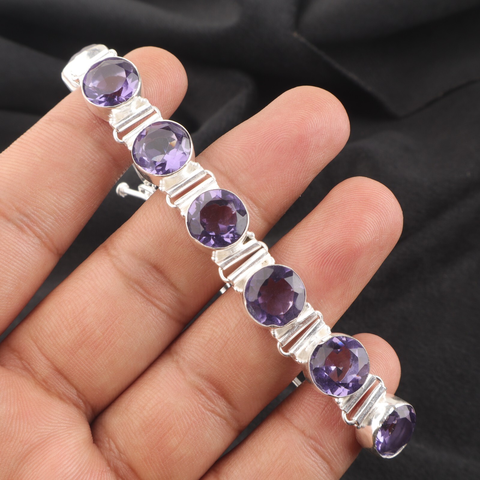 Iolite Gemstone 925 Sterling Silver Handmade Jewelry Bracelet Gift For Love
