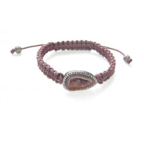 11.5Ct Geode Diamond Macrame Fixed And Flexible Bracelet 925 Starling Silver