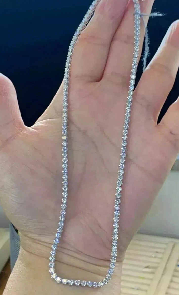 20Ct Round Cut Lab Diamond Tennis Necklace 14k White Gold Plated