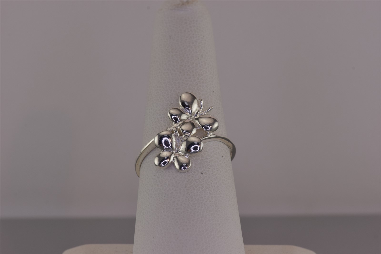 Sterling Silver Puffy Bypassing Butterflies Band Ring 925 Sz: 8