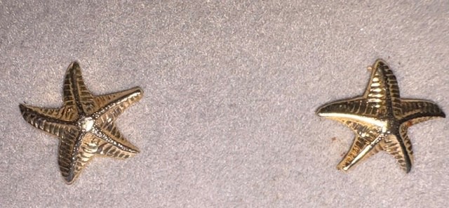 VTG 14k JCM Jacmel Yellow Gold 3D Starfish Stud Earrings 14K Marked Backs in Box
