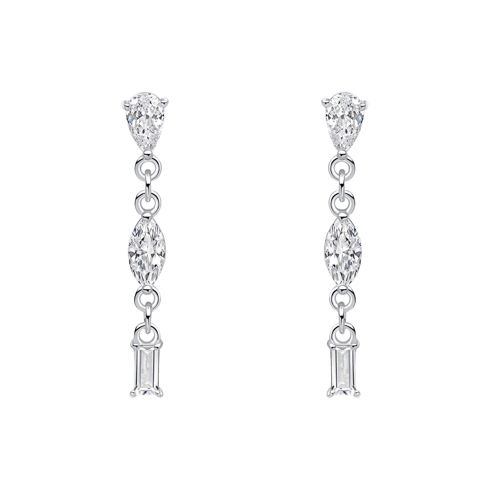 Variation Stone Zircon Drop Earrings Sterling Silver 925 Hallmarked Brand New