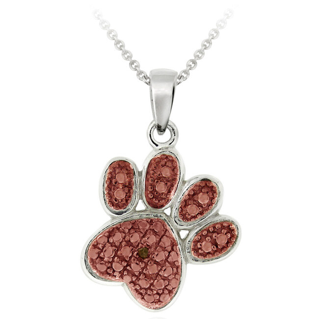 Silver Two-tone Rose Gold on Silver Paw Print Necklace