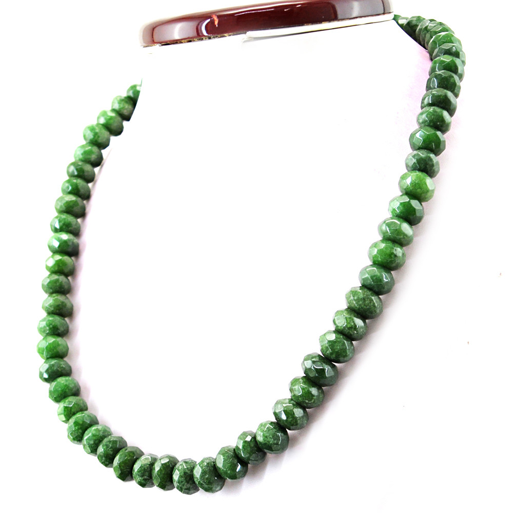 516.00 Cts Earth Mined Green Garnet Round Shape Faceted Beads Necklace (RS)