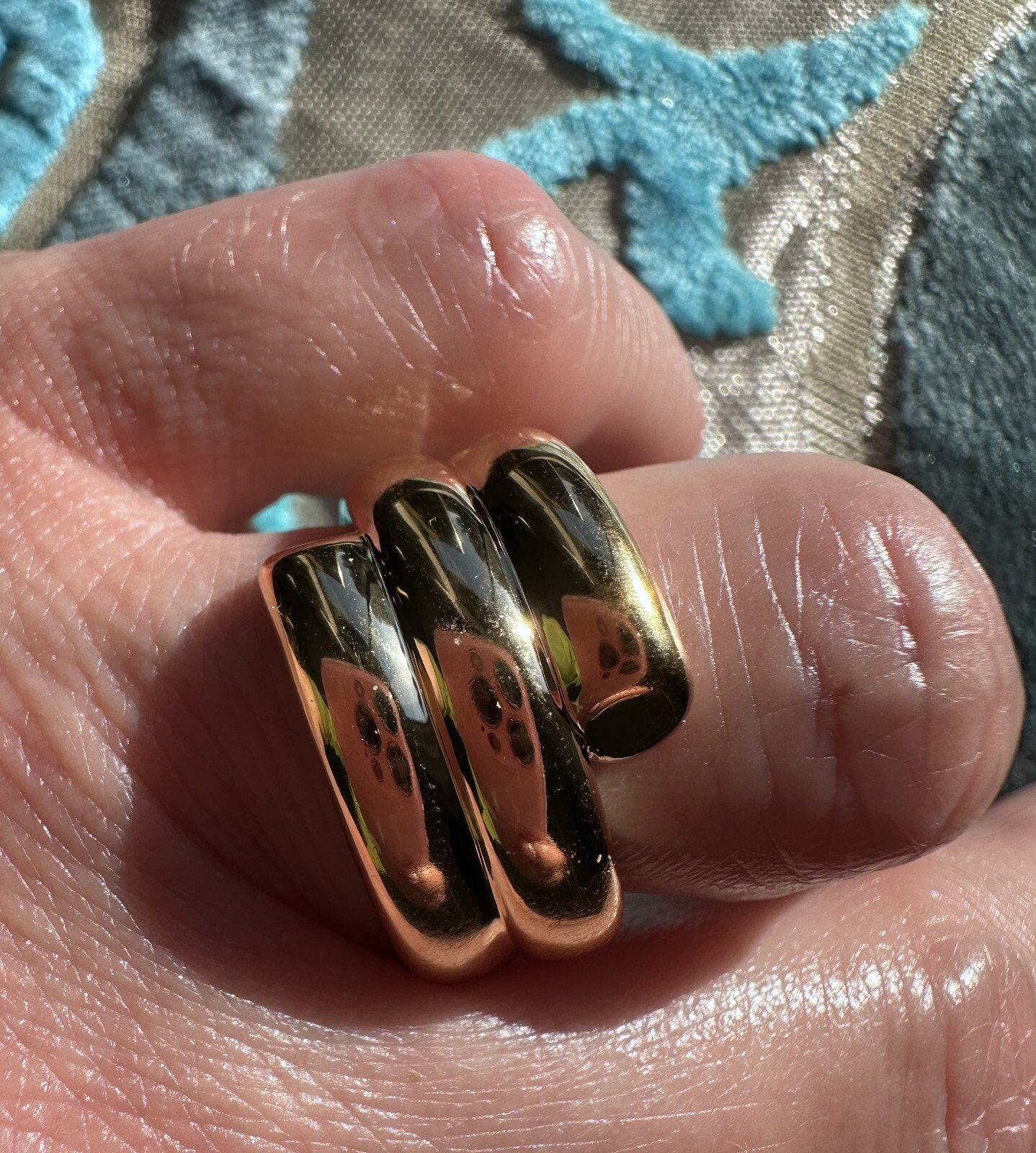 ⭐️ Milor 14K Yellow Gold Resin Filled Twist Bands Ring Sz 8 Italian NWT
